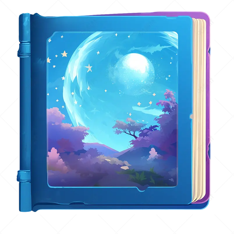 手绘蓝色得书本星空太空书籍