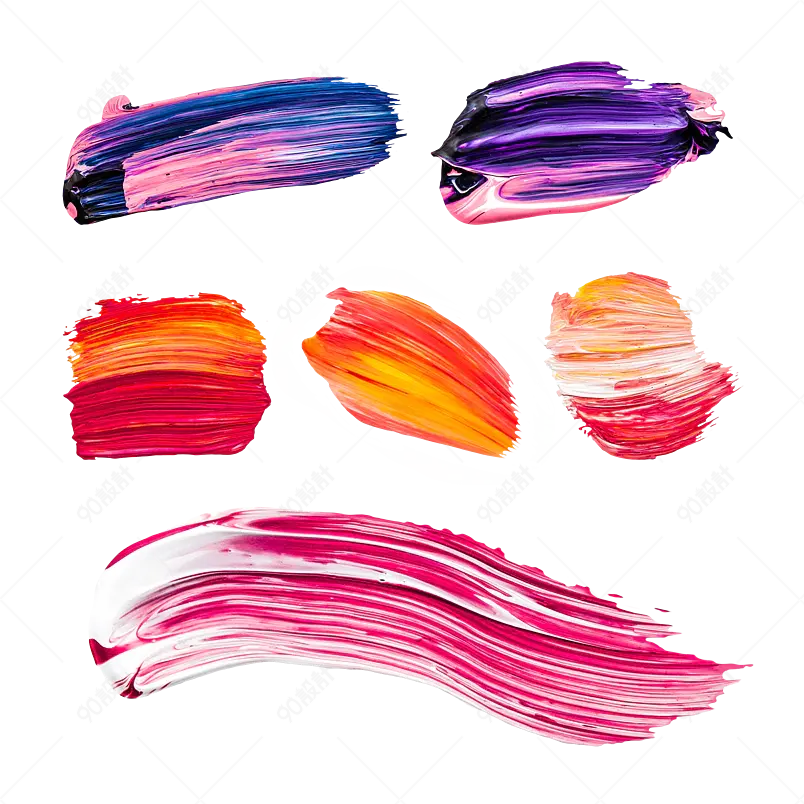 毛笔彩色油画感毛刷笔触效果元素