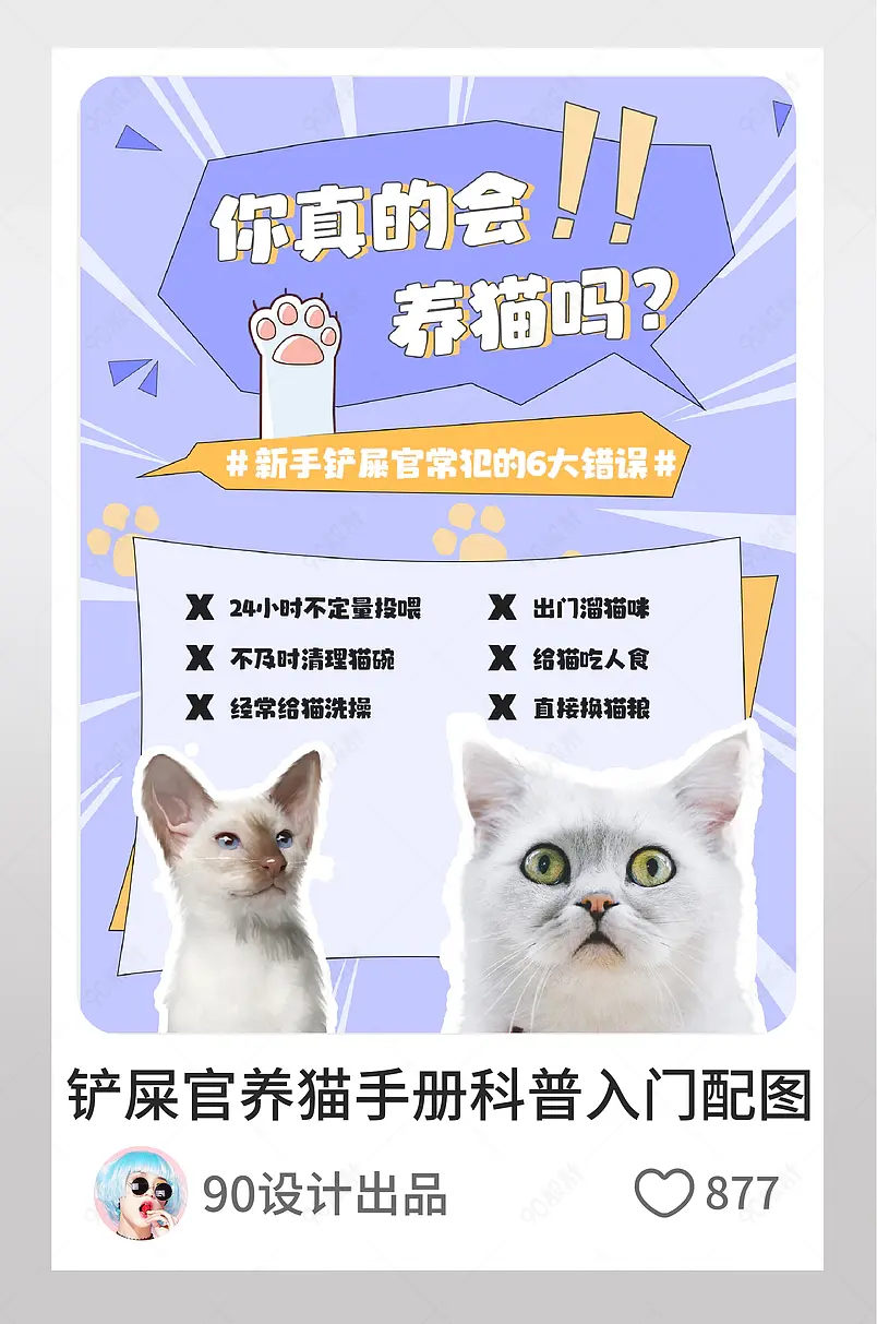 铲屎官养猫科普猫粮配图手册分享封面