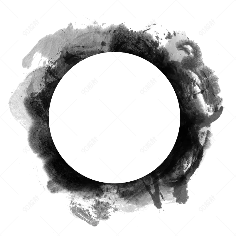 创意毛笔书法笔触灰白中国风黑白边框