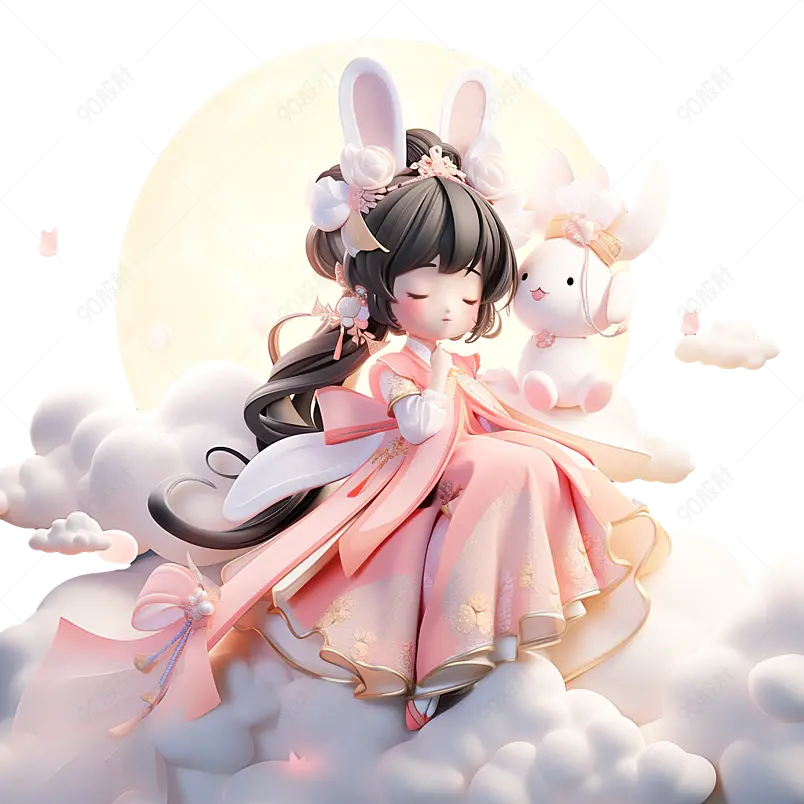 中秋节神话传说嫦娥奔月3D神仙女子嫦娥