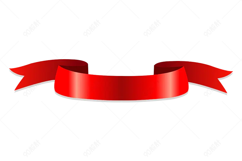 精美红色丝带信息栏飘带装饰免扣元素