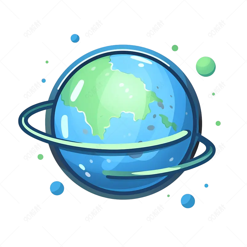 蓝色星球宇宙星空地球宇宙行星科技元素科学能源环保插画手绘