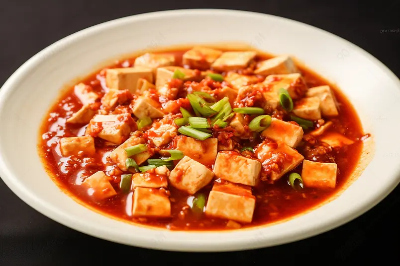 高清的图片电商产品拍摄美食美味食物一盘香辣的麻婆豆腐
