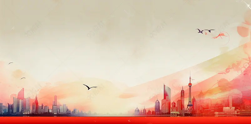 户外红色大气城市景观背景