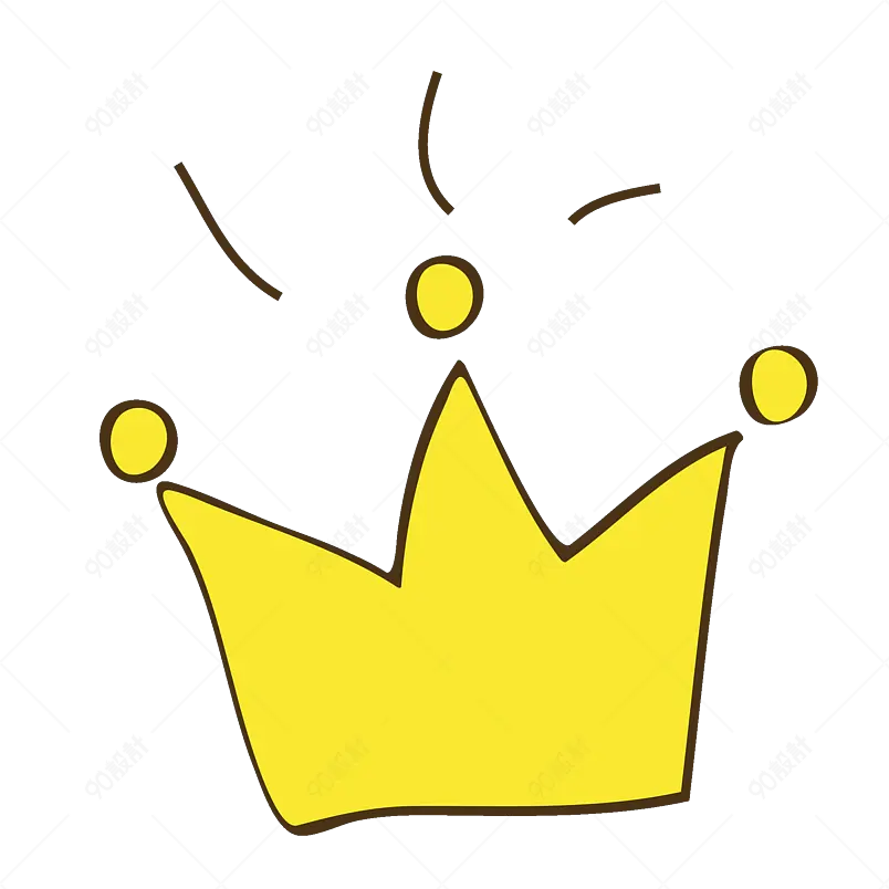 简约卡通手绘黄色皇冠矢量元素设计