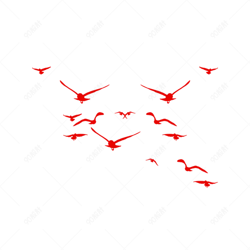 党建装饰红色飞鸟卡通飞翔小元素