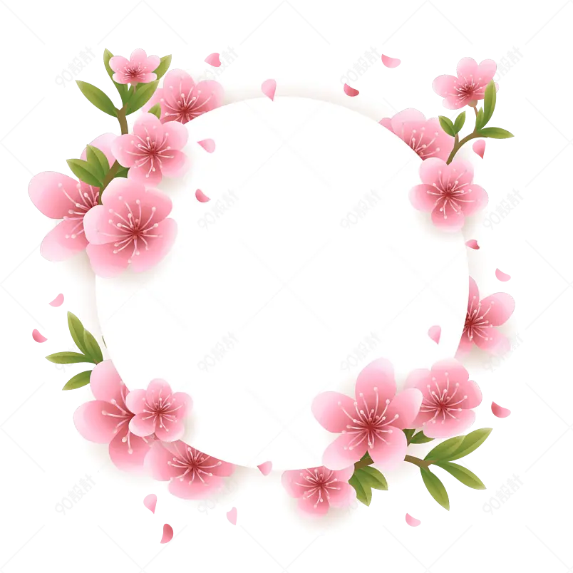 樱花树枝樱花花朵春樱花飞舞花瓣边框