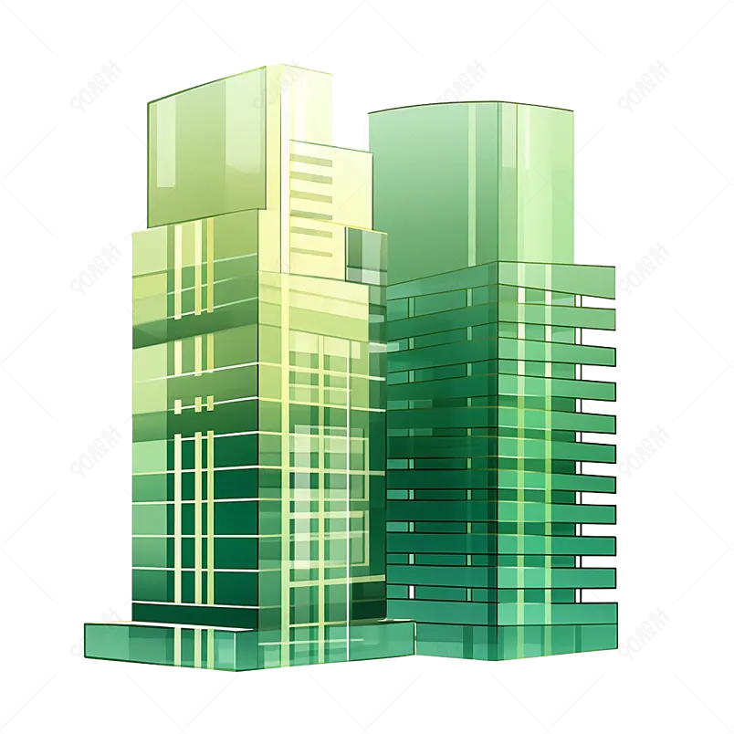 手绘城市高楼大厦楼房剪影