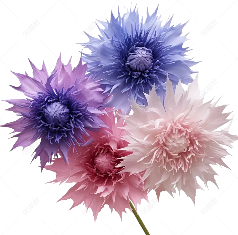 色彩鲜艳蓝色粉色紫色矢车菊