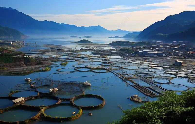 晴天的海上渔村