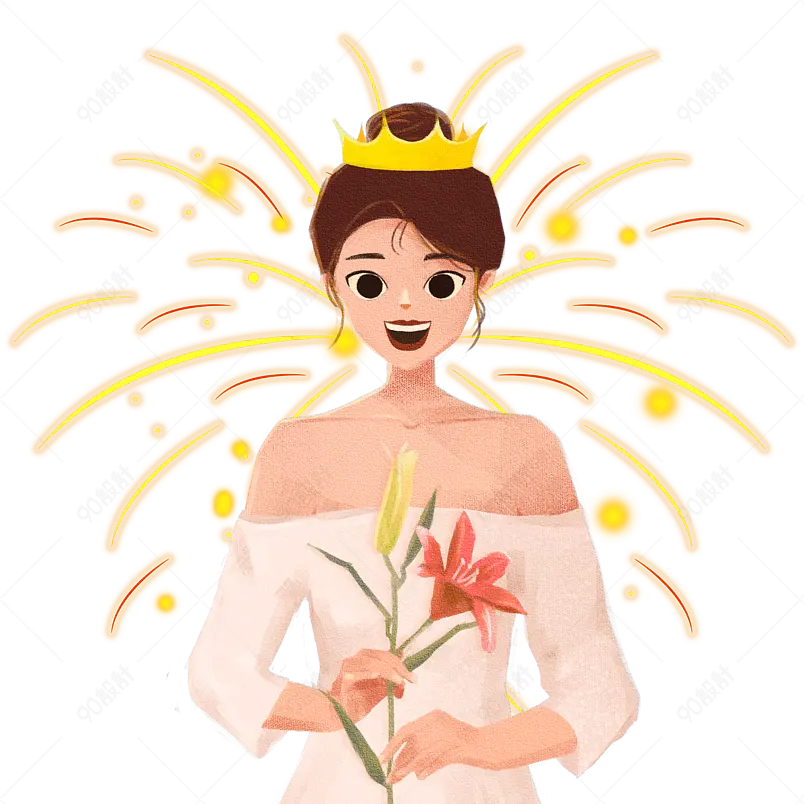 女王节女生节三八妇女节手绘素材