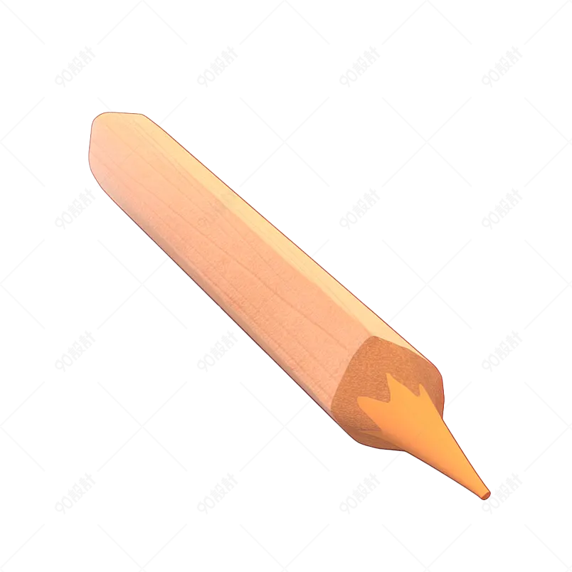 原木色3d渲染开学季卡通粗杆彩色铅笔免扣元素