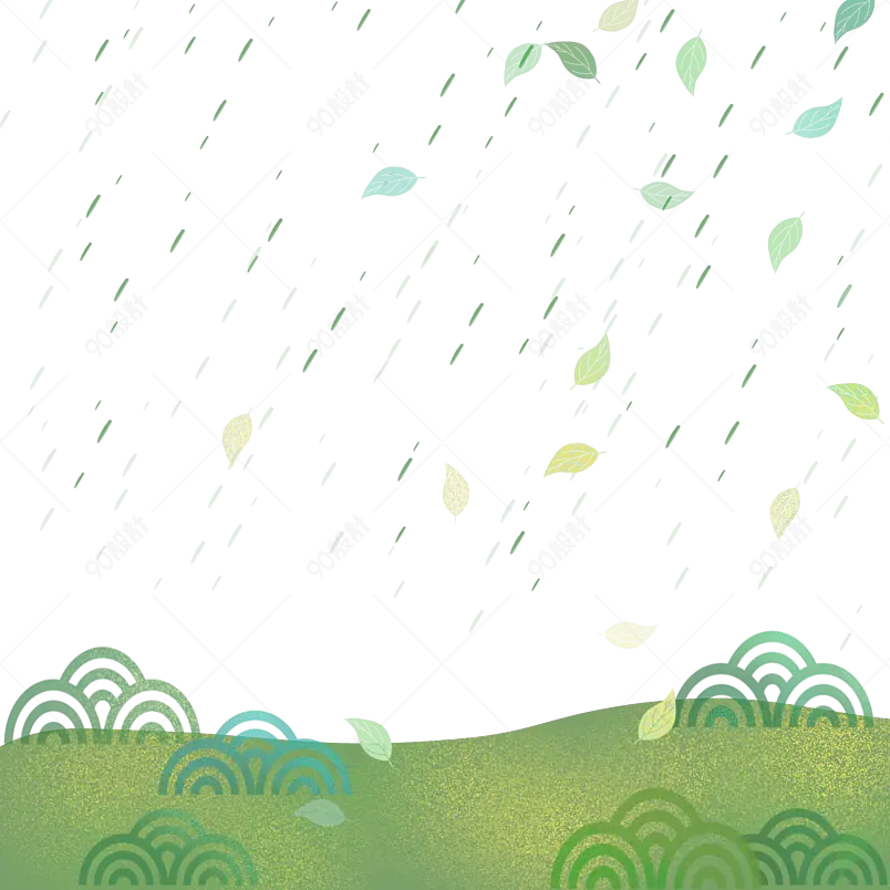 下雨天 下雨 春季 草地 植物 雨点 