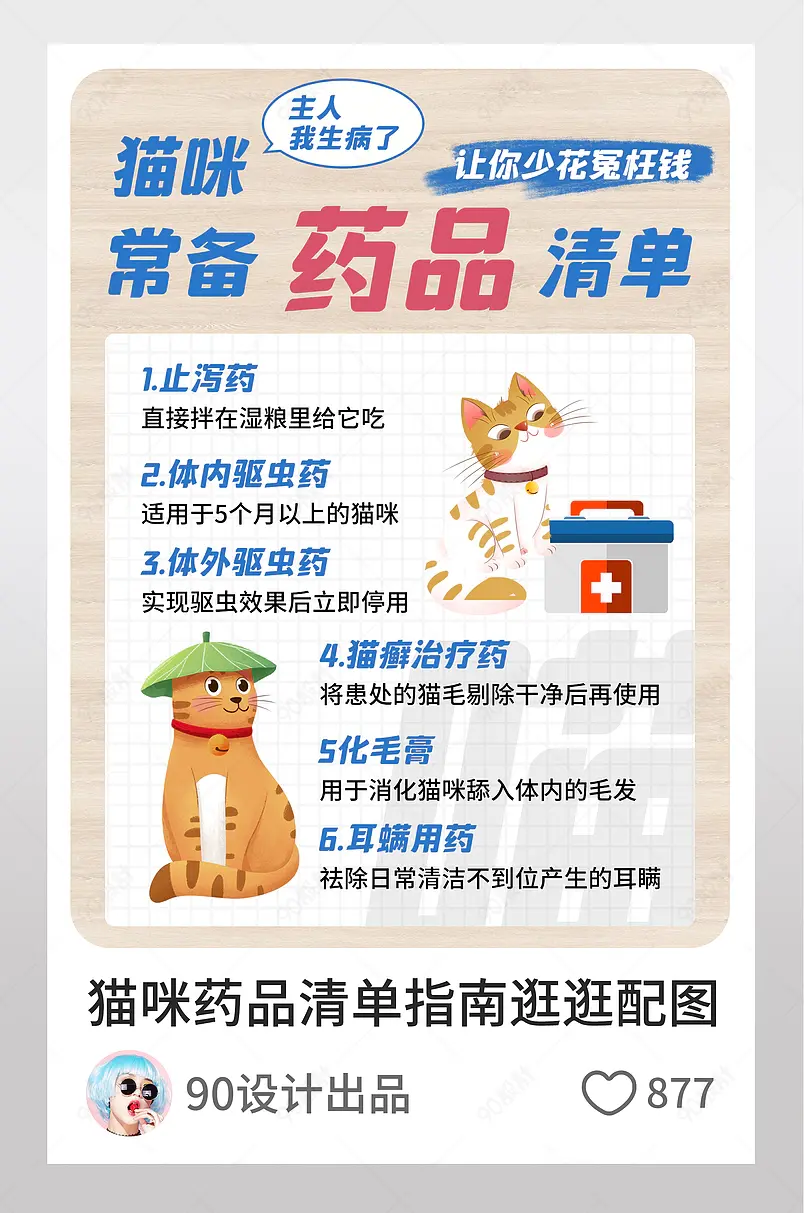 可爱卡通猫咪药品清单指南逛逛配图