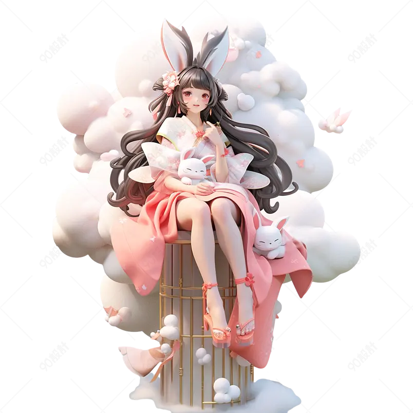 嫦娥元素古典嫦娥白云云彩中秋元素