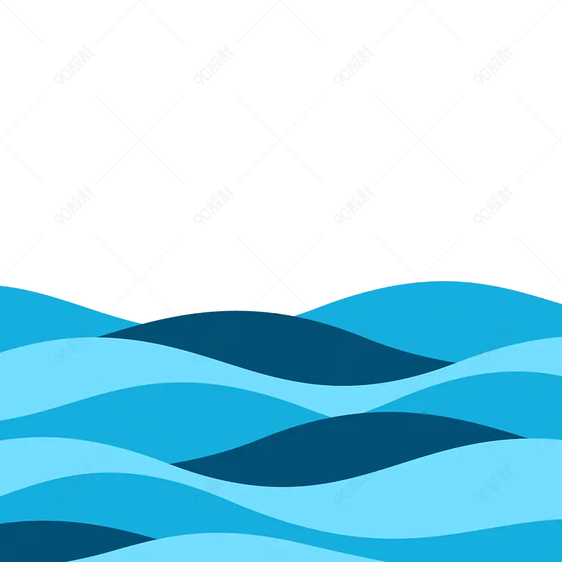 卡通蓝色海水海浪装饰浪花蓝色水元素