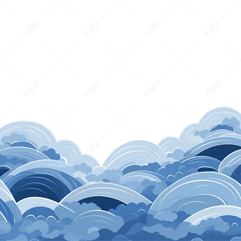 蓝色的水纹波浪元素免抠素材图
