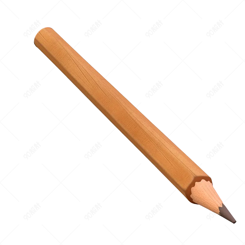 原木色3d渲染开学季文具铅笔免扣元素