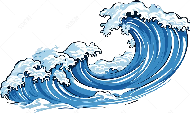 漫画蓝色浪花元素设计