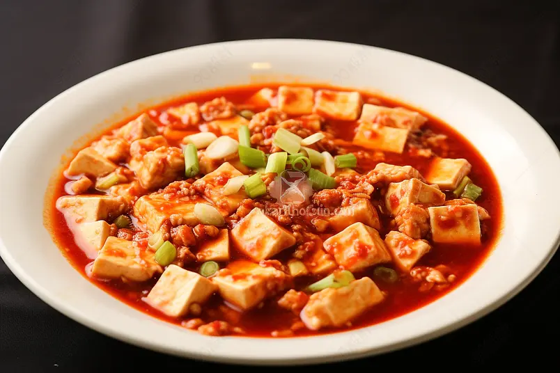 清晰的摄影图高清的图片电商产品拍摄美食美味食物一盘香辣的麻婆豆腐