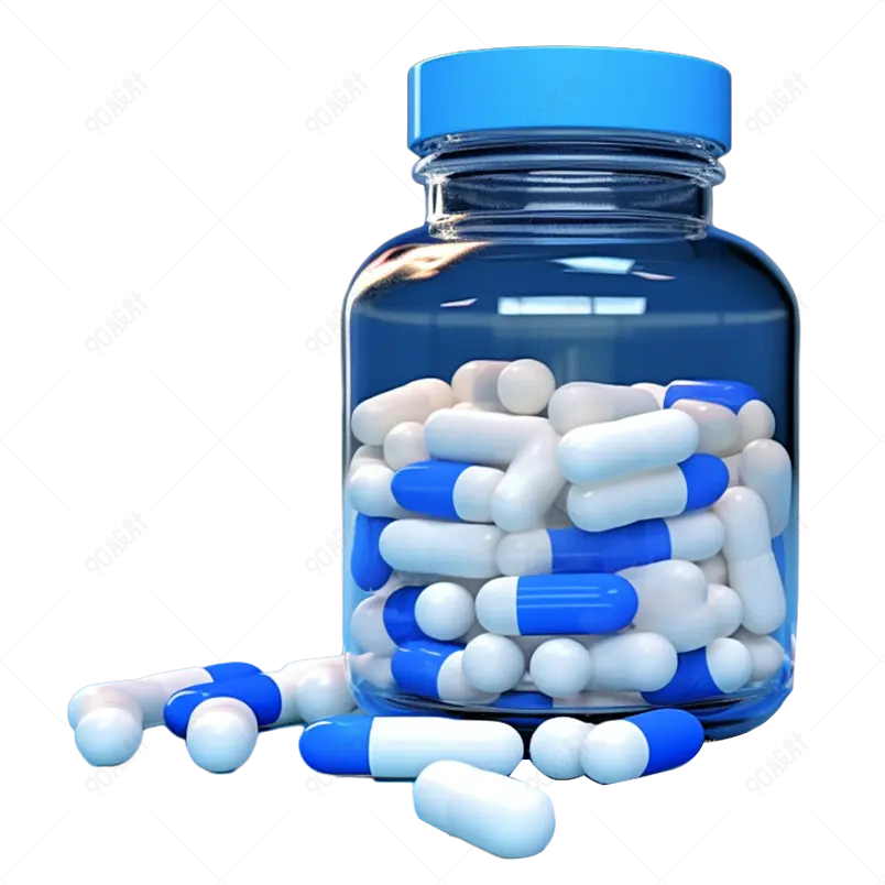 玻璃瓶里的药片胶囊免抠素材图