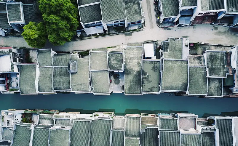 航拍福州安泰河内河城市风光户外摄影