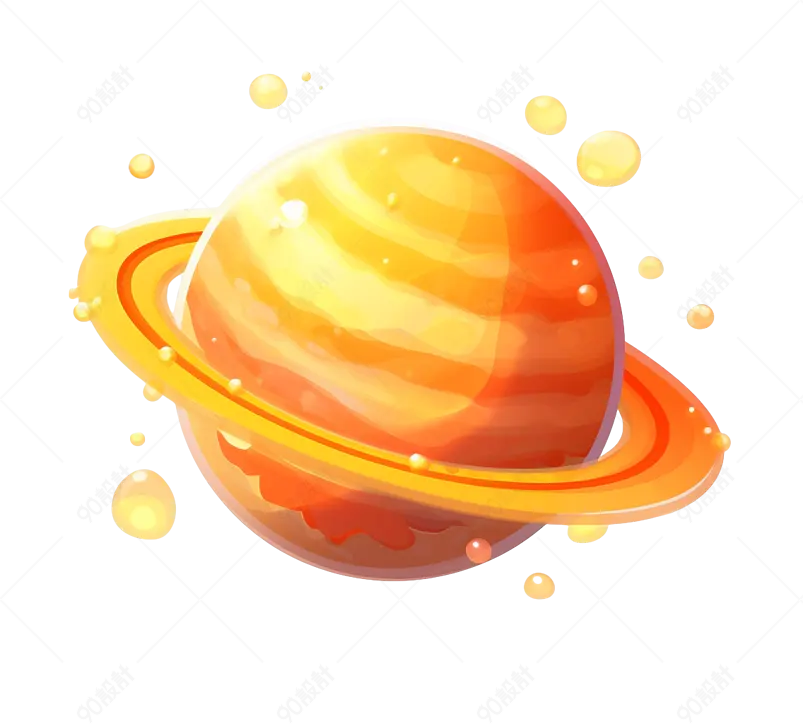 卡通彩色星球星空地球宇宙行星科技元素科学能源环保插画手绘