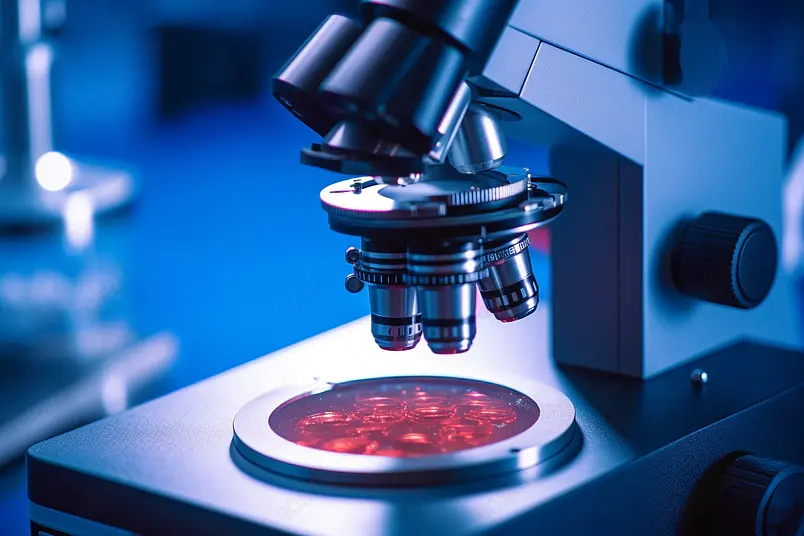 蓝色灯光科学科研化学研究显微镜实验室科技