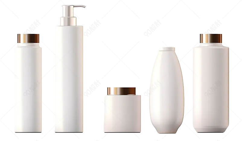 白色化妆品套装瓶子浴液浴室