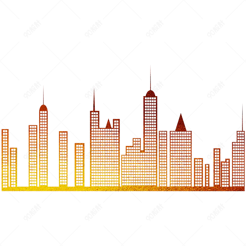 简约时尚金色城市线条装饰免扣元素