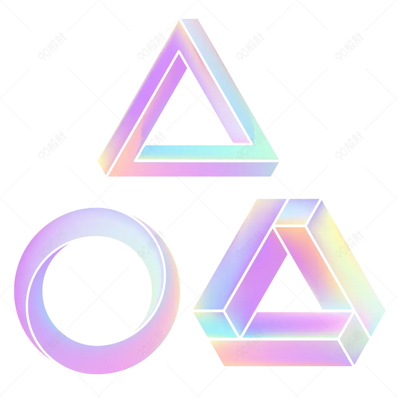 蒸汽波立体几何元素紫色渐变元素