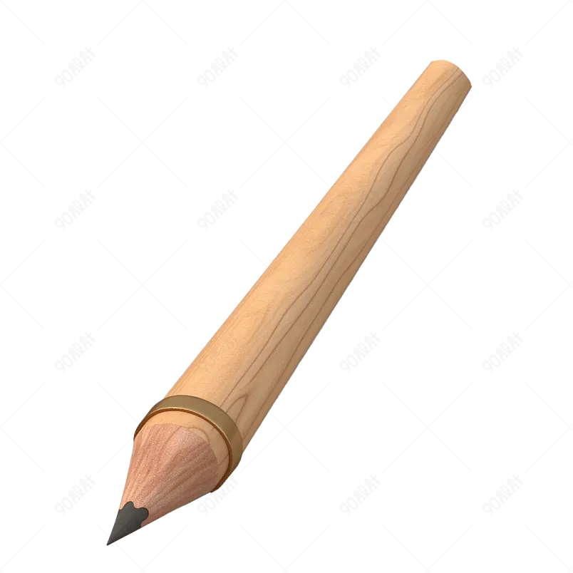 土黄色3d渲染开学季双头木质HB铅笔免扣元素