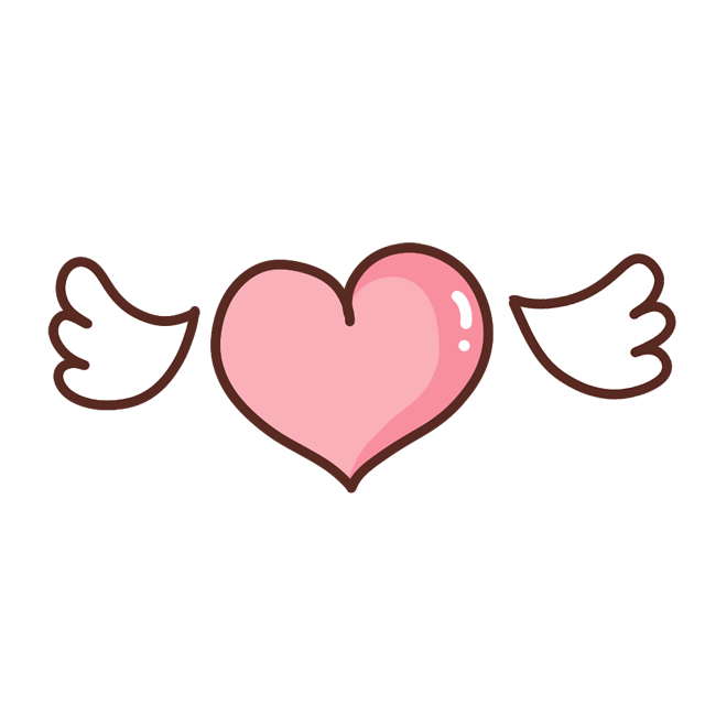爱心 翅膀 可爱卡通图案 萌 Q版风格