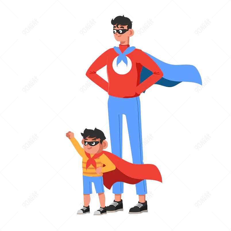 孩子儿童超人父亲亲子快乐玩耍互动