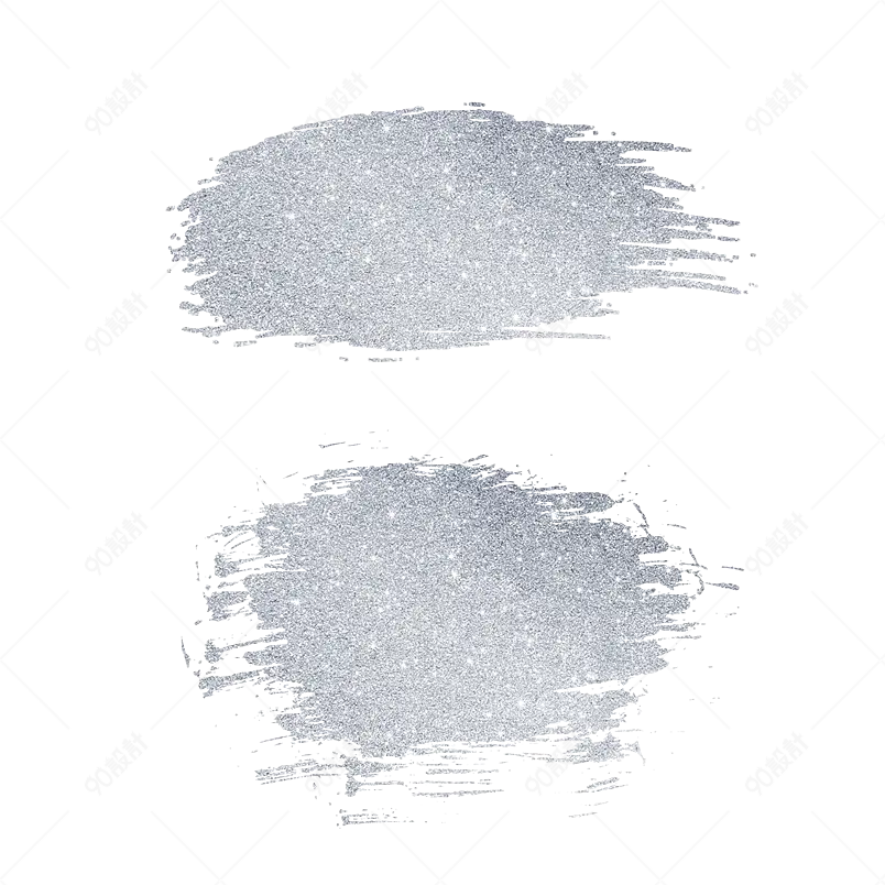 创意银色金属渐变质感毛笔笔触效果笔刷