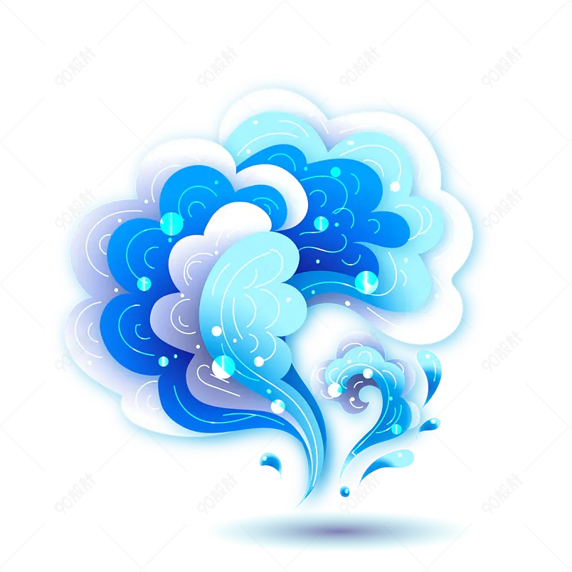 蓝色海洋风叠加矢量海浪浪花水花素材