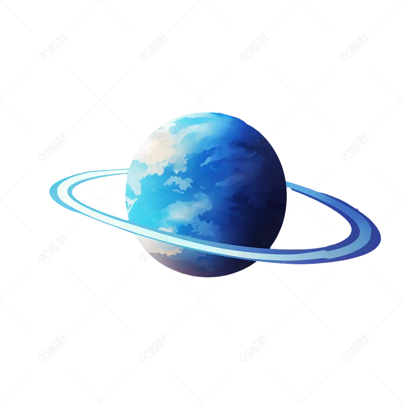 蓝色星球星空地球宇宙行星科技元素科学能源环保插画手绘