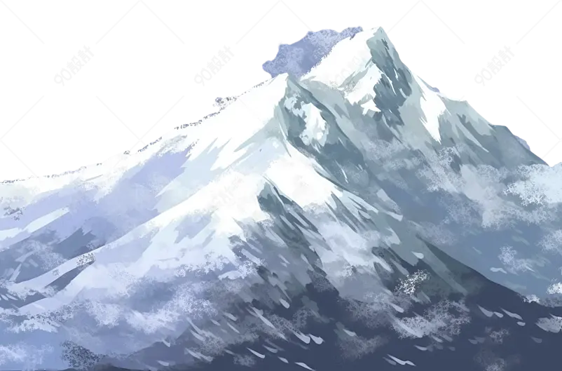 冬天冰川大雪节气插画元素雪山山峰手绘