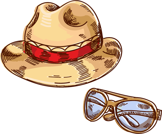 沙滩海滩墨镜帽子素材