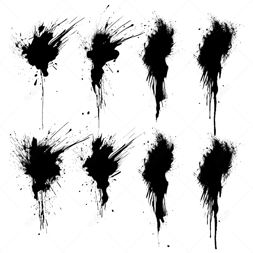 黑色水墨风笔刷笔画毛笔字笔触泼墨效果元素