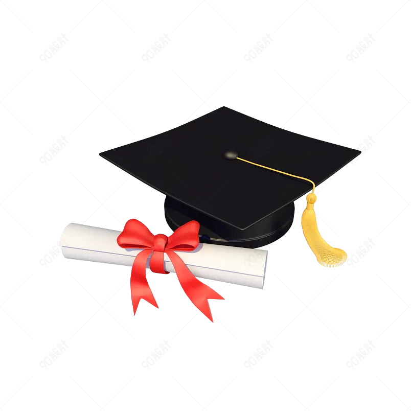 毕业学士帽录取通知书手绘免抠元素
