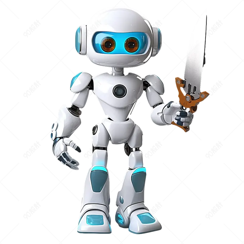 3D手拿剑武器的人工智能机器人