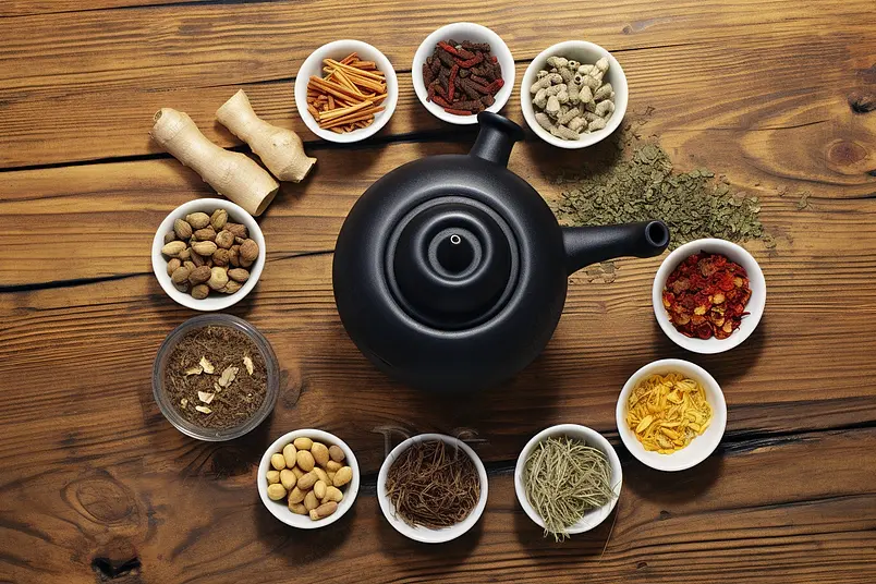 中医中药壶和中药材药膳药食