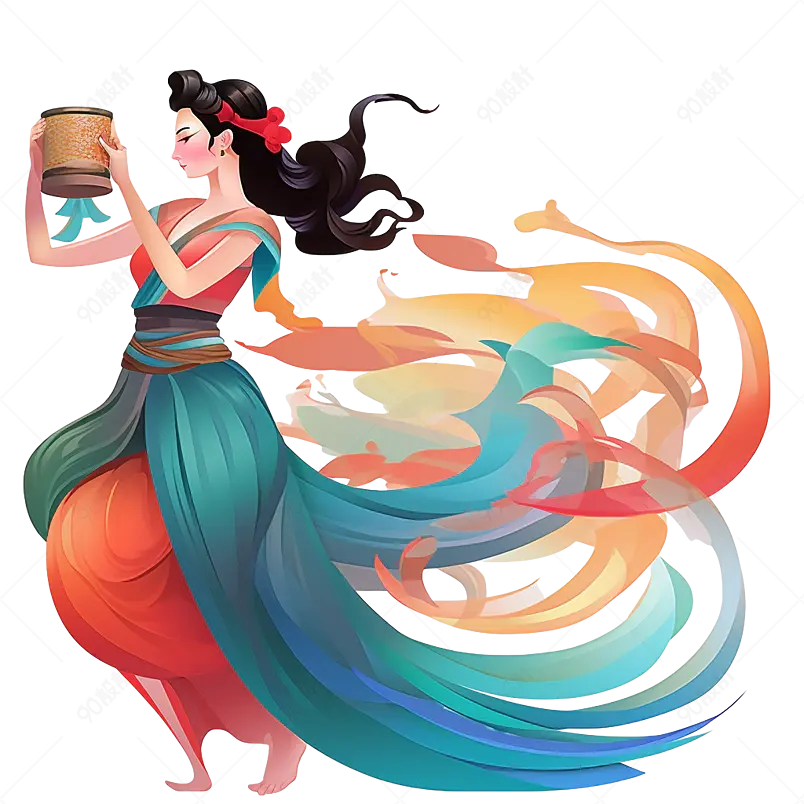 手绘美丽飞舞飞天仙女美女