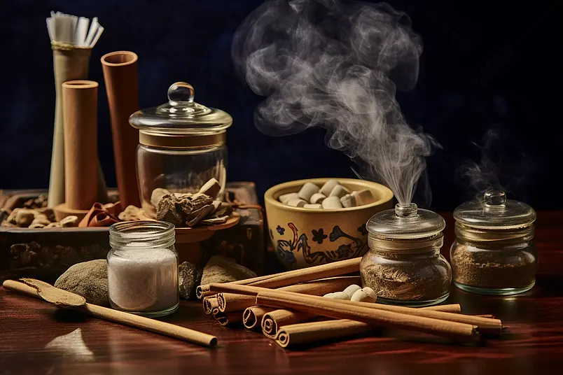 传统中医养生艾灸静物