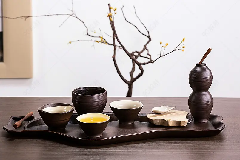 中式茶具茶叶茶叶茶具广告背景图