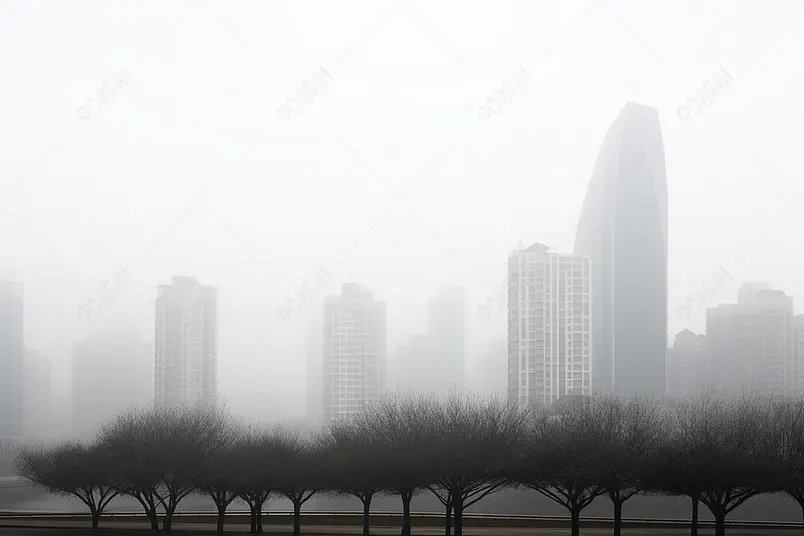 雾霾中的城呼吸不畅粉尘污染防治城市摄影