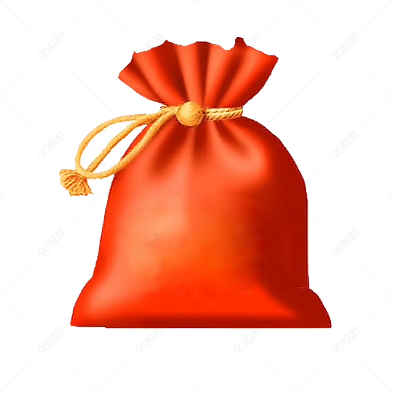 红色福袋抽绳装饰元素