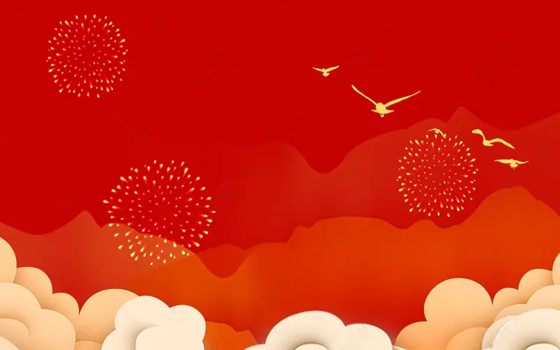 党建红色云雾装饰布纹大红背景素材